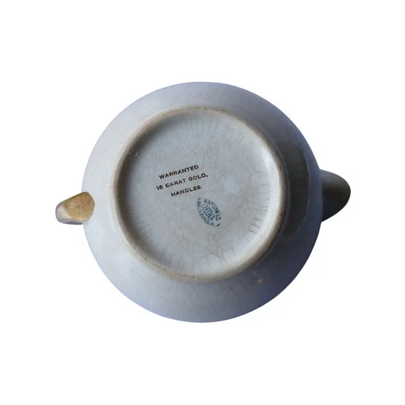 Vintage National China Gravy Boat Floral Rose 18K Gold Handle Salineville Ohio - Picture 5 of 5